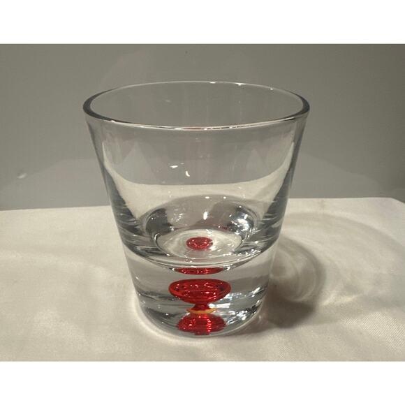 Whiskey Old Fashioned Cocktail Glass Low Ball Cherry Red Drop Controlled Bubble - Picture 2 of 7